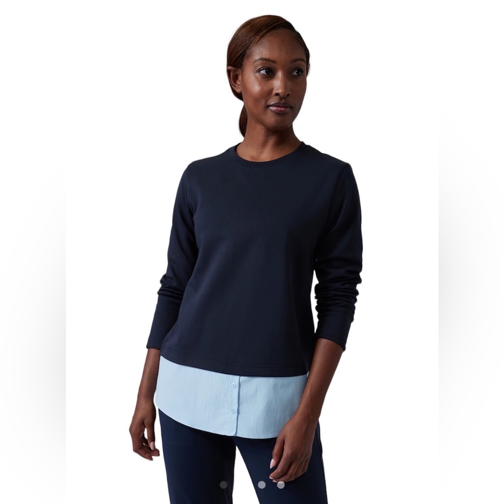 Athleta Gallery 2.0 Top Navy Blue Two Layer top